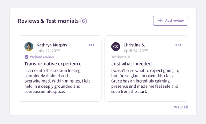 Reviews - feature